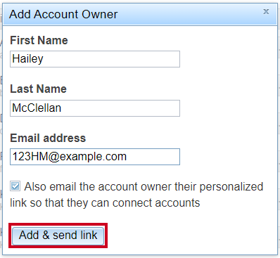 Click Add and send link