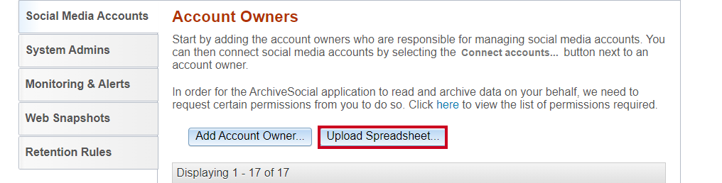 Upload Spreadsheet