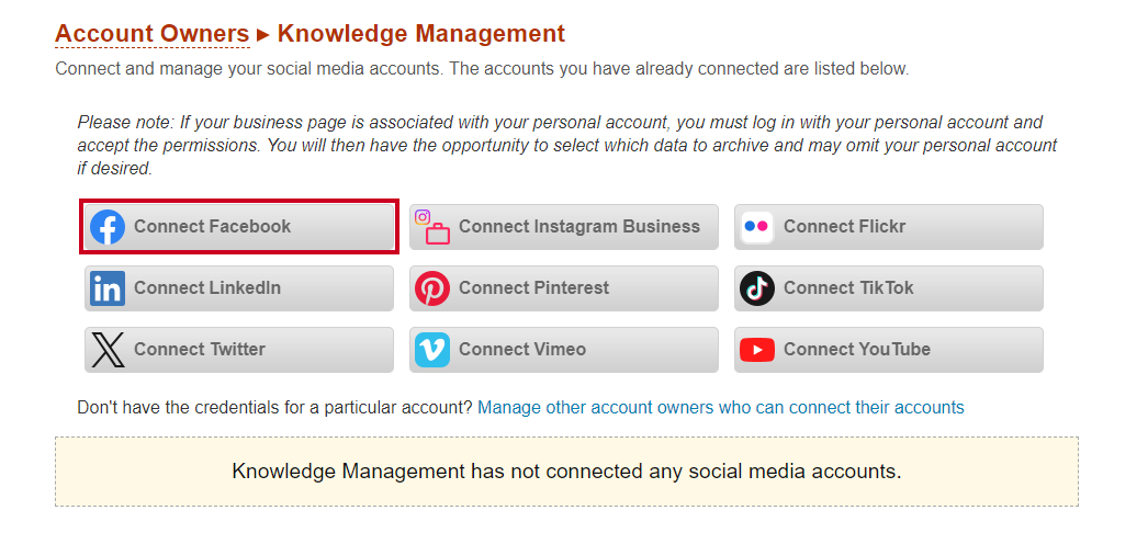 Connect to Facebook option.