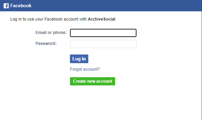 Login to Facebook pop up.