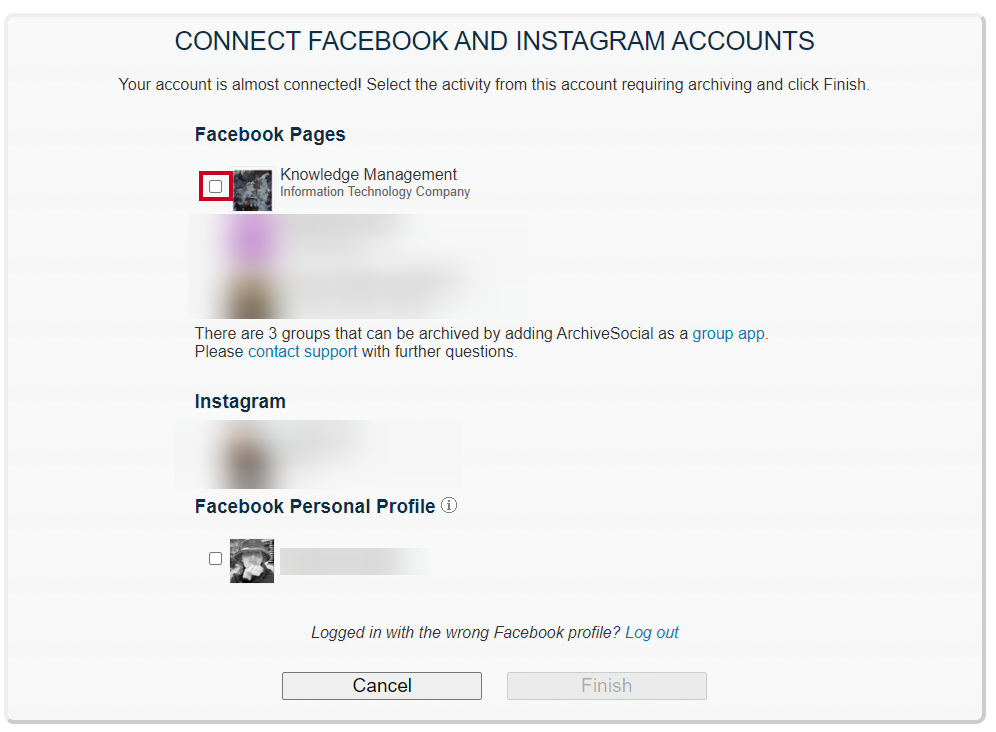 Select Account to Connect.