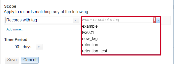 Enter or select tag option.