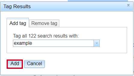 Click add to search tag results