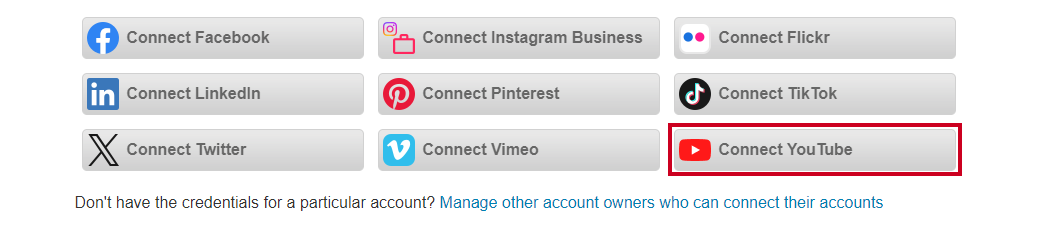 Connect a Youtube Channel button.