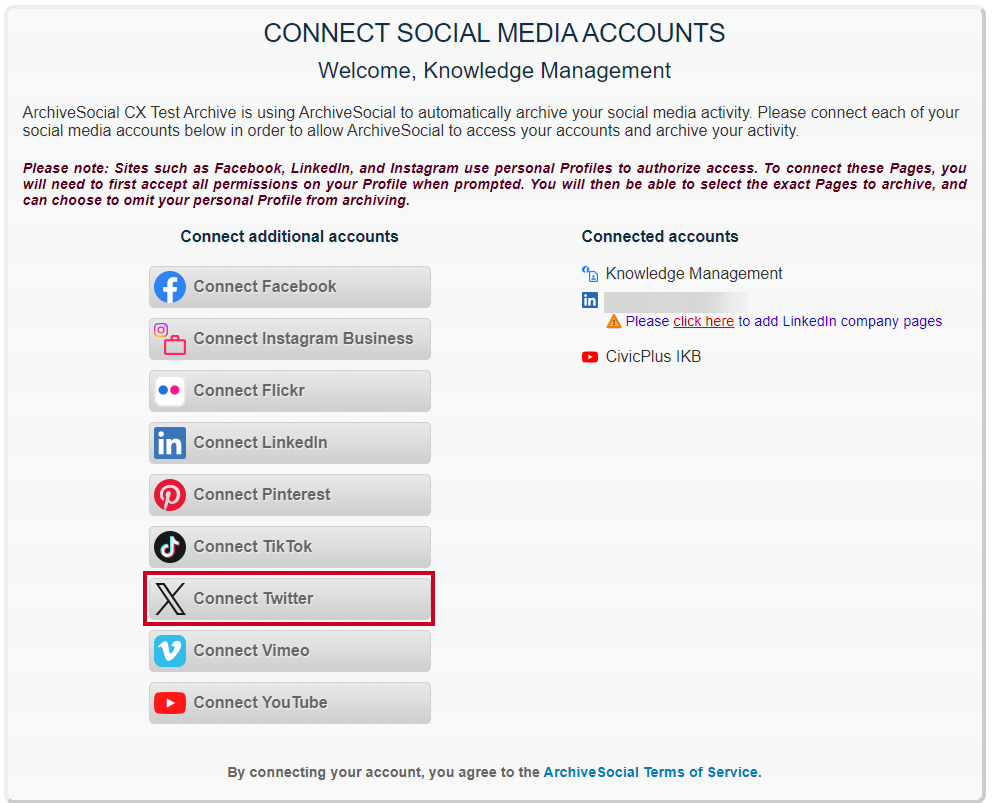 Connect Twitter