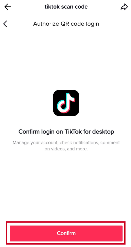 Confirm QR code option