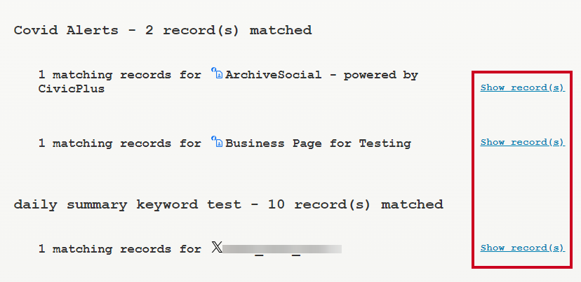 Show records alert history report