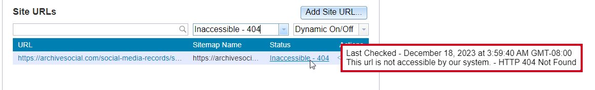 Over over inaccessible to view error status.