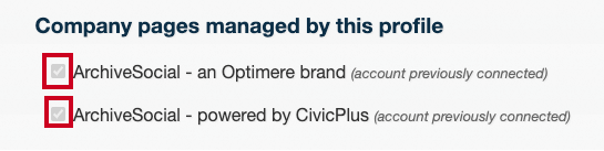A list of company pages.