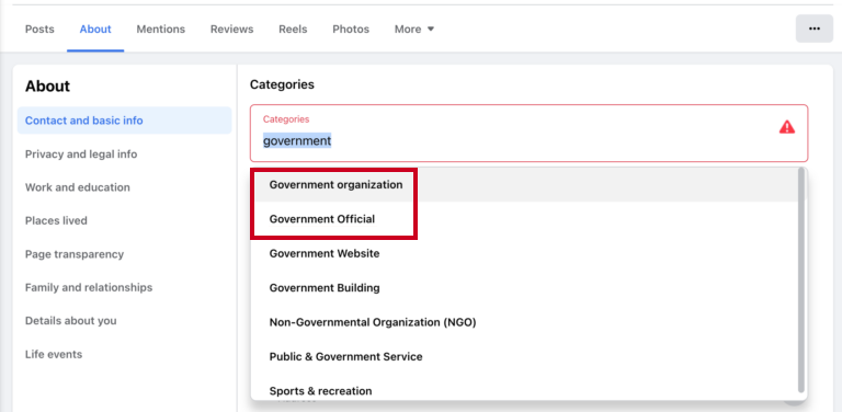 Facebook Government Official.