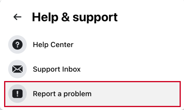 Facebook Report a Problem.