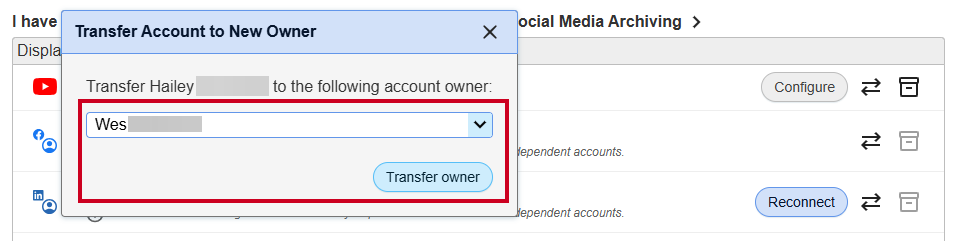Transfer LinkedIn Owner.